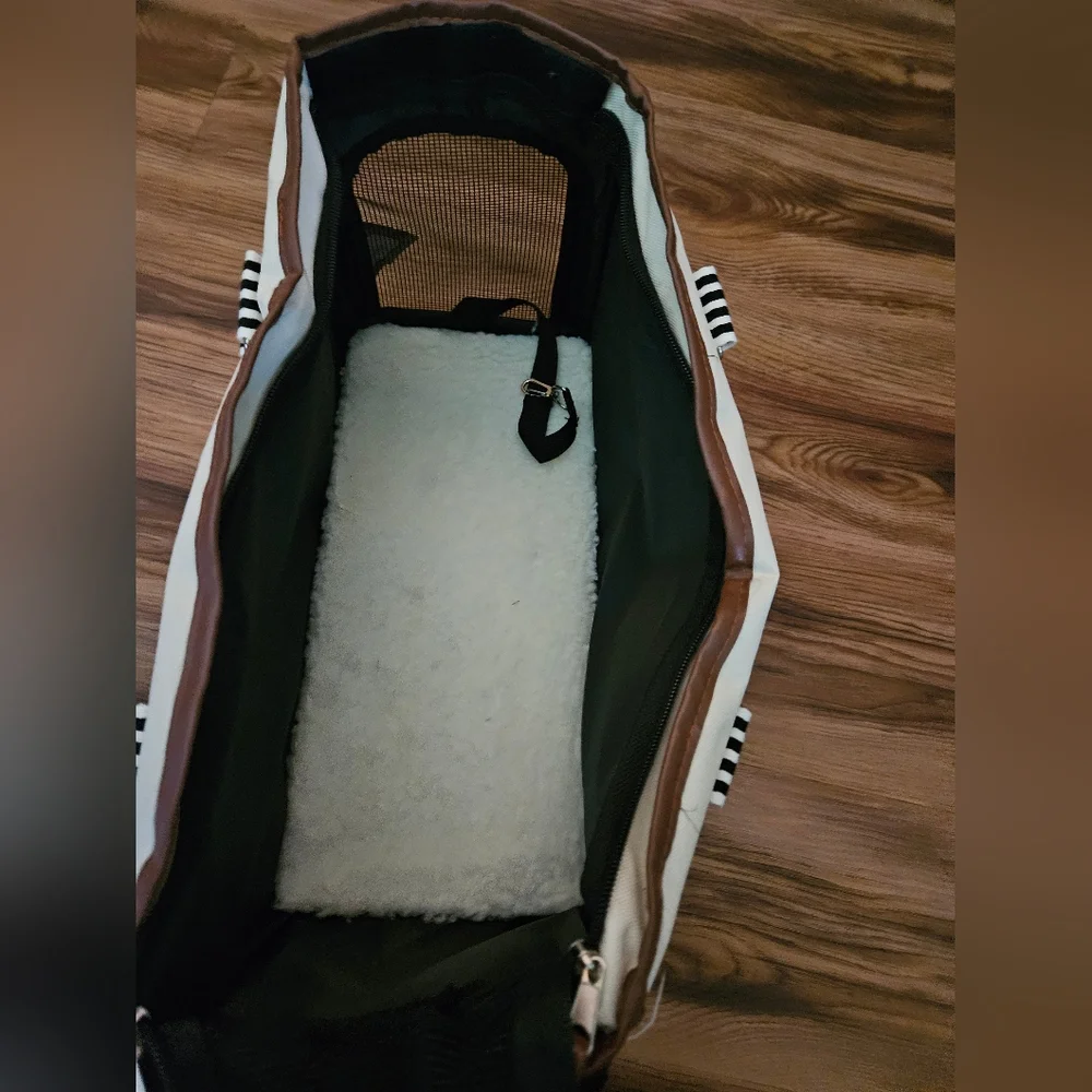 Pet Life White and Brown Dog Carrier for Travel